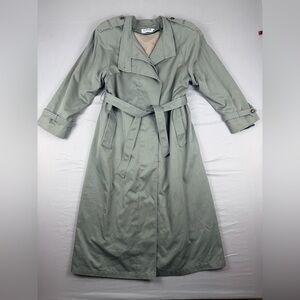 Vintage J.G Hook Double-Breasted Trench Coat Removable Lining  Green Woman’s 12